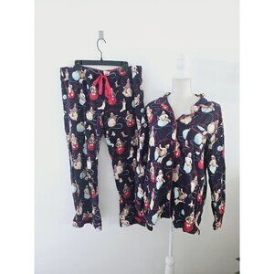 Nick & Nora Monkey Yarn Cotton Purple Flannel Christmas Sleep Pajamas Set XXL 2X